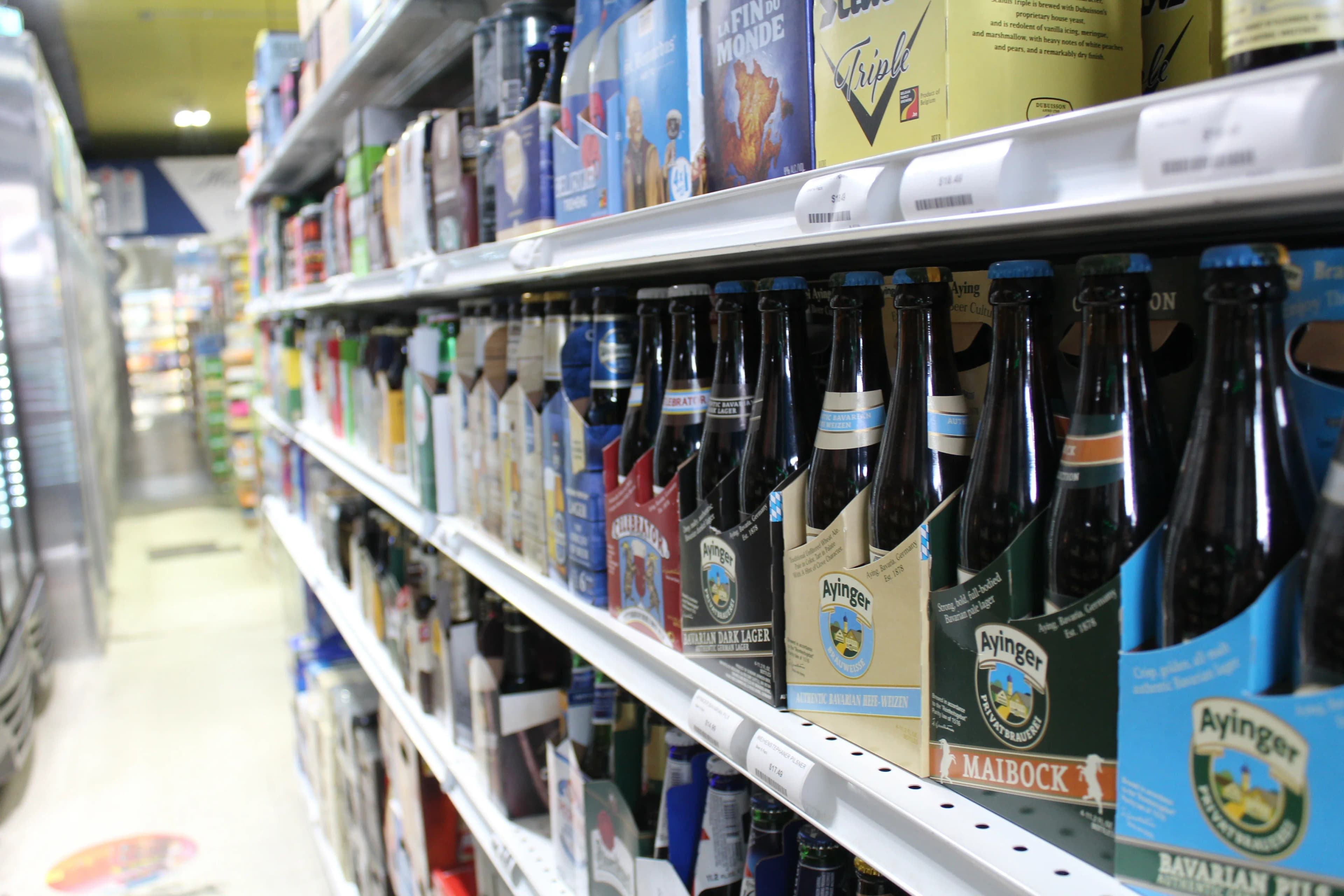Beer selection inside Willow Grove Beer Store on York Road